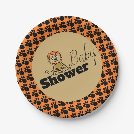 Niedlicher Löwengürtel, Babydusche Pappteller (Vorderseite)