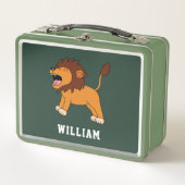 Niedlicher LöwenPersonalisierter Individuelle Name Metall Brotdose (Vorderseite)