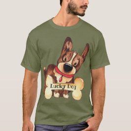 Niedlicher Lucky Hund mit Knochen individuell eins T-Shirt