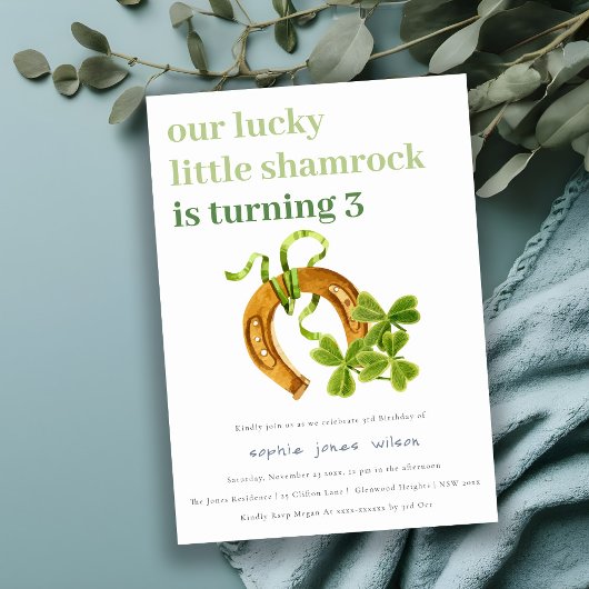 Niedlicher Lucky Kleeblatt St Patrick's Day Kinder Einladung