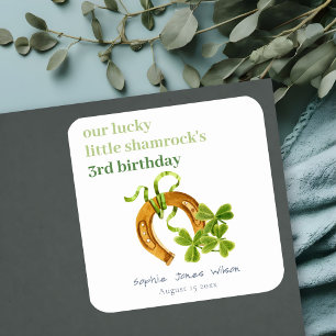 Niedlicher Lucky Kleeblatt St Patrick's Day Kinder Quadratischer Aufkleber