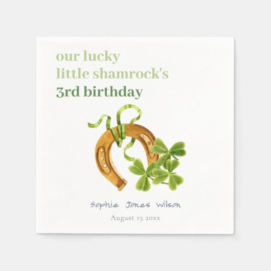 Niedlicher Lucky Kleeblatt St Patrick's Day Kinder Serviette (Vorderseite)