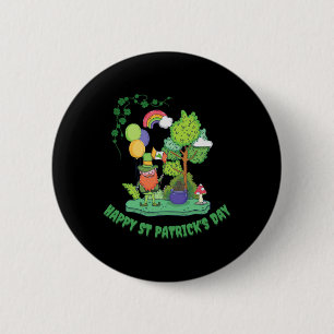 Niedlicher Lucky Rainbow Gnome Happy St Patricks D Button