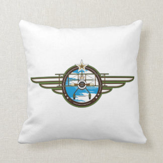 Niedlicher Luftwaffen-Pilot und Doppeldecker Kissen