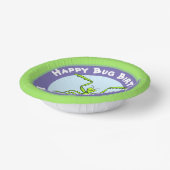 Niedlicher, lustig grün betender Cartoon Geburtsta Pappteller (Gewinkelt)