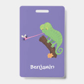 Niedlicher, lustig-grün-fröhlicher Chameleon-Carto Ausweis (Rückseite)