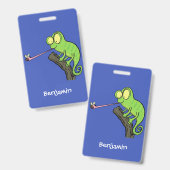 Niedlicher, lustig-grün-fröhlicher Chameleon-Carto Ausweis (Vorder- & Rückseite)