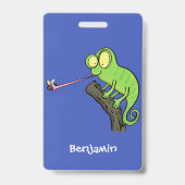 Niedlicher, lustig-grün-fröhlicher Chameleon-Carto Ausweis (Rückseite)