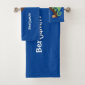 Niedlicher, lustig-grün-fröhlicher Chameleon-Carto Badhandtuch Set (Insitu)