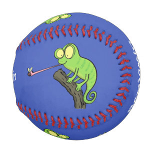 Niedlicher, lustig-grün-fröhlicher Chameleon-Carto Baseball