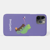 Niedlicher, lustig-grün-fröhlicher Chameleon-Carto Case-Mate iPhone Hülle (Rückseite (Horizontal))