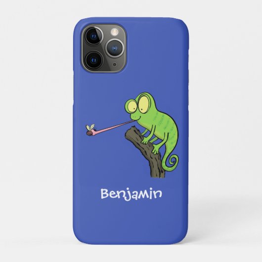 Niedlicher, lustig-grün-fröhlicher Chameleon-Carto Case-Mate iPhone Hülle (Rückseite)