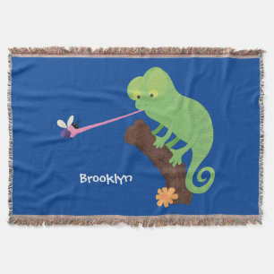 Niedlicher, lustig-grün-fröhlicher Chameleon-Carto Decke