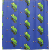 Niedlicher, lustig-grün-fröhlicher Chameleon-Carto Duschvorhang (Vorderseite)