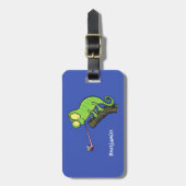 Niedlicher, lustig-grün-fröhlicher Chameleon-Carto Gepäckanhänger (Vorderseite vertikal)