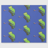 Niedlicher, lustig-grün-fröhlicher Chameleon-Carto Geschenkpapier (Flach)