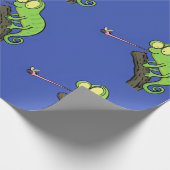 Niedlicher, lustig-grün-fröhlicher Chameleon-Carto Geschenkpapier (Ecke)
