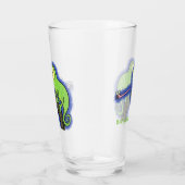 Niedlicher, lustig-grün-fröhlicher Chameleon-Carto Glas (Rechts)