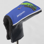 Niedlicher, lustig-grün-fröhlicher Chameleon-Carto Golf Headcover (3/4 Vorderseite)