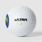 Niedlicher, lustig-grün-fröhlicher Chameleon-Carto Golfball (Logo)