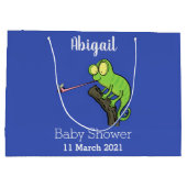 Niedlicher, lustig-grün-fröhlicher Chameleon-Carto Große Geschenktüte (Rückseite)