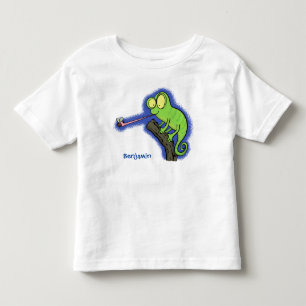 Niedlicher, lustig-grün-fröhlicher Chameleon-Carto Kleinkind T-shirt