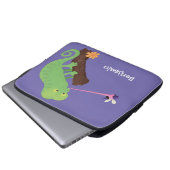 Niedlicher, lustig-grün-fröhlicher Chameleon-Carto Laptopschutzhülle (Vorne Knopf)