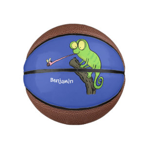 Niedlicher, lustig-grün-fröhlicher Chameleon-Carto Mini Basketball