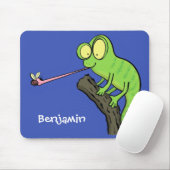 Niedlicher, lustig-grün-fröhlicher Chameleon-Carto Mousepad (Mit Mouse)