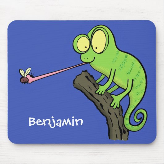 Niedlicher, lustig-grün-fröhlicher Chameleon-Carto Mousepad (Vorne)