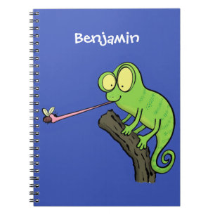 Niedlicher, lustig-grün-fröhlicher Chameleon-Carto Notizblock