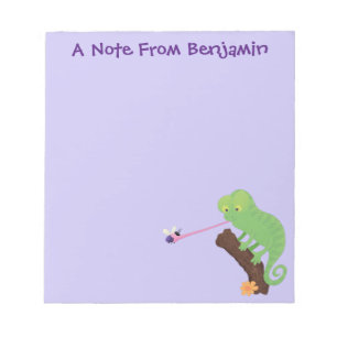 Niedlicher, lustig-grün-fröhlicher Chameleon-Carto Notizblock