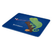 Niedlicher, lustig-grün-fröhlicher Chameleon-Carto Schneidebrett (Ecke)
