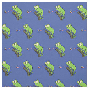 Niedlicher, lustig-grün-fröhlicher Chameleon-Carto Stoff