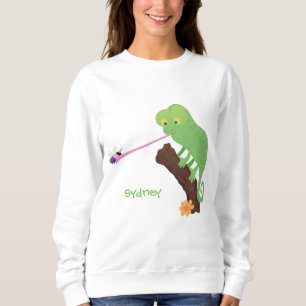 Niedlicher, lustig-grün-fröhlicher Chameleon-Carto Sweatshirt