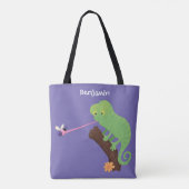 Niedlicher, lustig-grün-fröhlicher Chameleon-Carto Tasche (Rückseite)