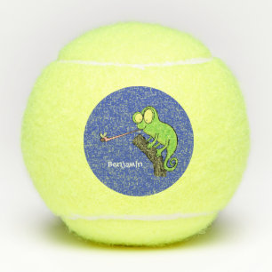 Niedlicher, lustig-grün-fröhlicher Chameleon-Carto Tennisbälle