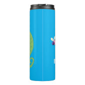 Niedlicher, lustig-grün-fröhlicher Chameleon-Carto Thermosbecher (Rückseite)