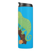 Niedlicher, lustig-grün-fröhlicher Chameleon-Carto Thermosbecher (Nach rechts gedreht)