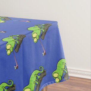 Niedlicher, lustig-grün-fröhlicher Chameleon-Carto Tischdecke