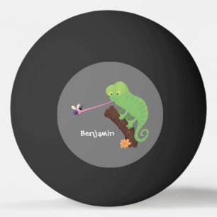 Niedlicher, lustig-grün-fröhlicher Chameleon-Carto Tischtennisball