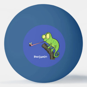 Niedlicher, lustig-grün-fröhlicher Chameleon-Carto Tischtennisball