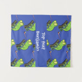 Niedlicher, lustig-grün-fröhlicher Chameleon-Carto Wandteppich (Vorderseite (Horizontal))