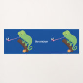 Niedlicher, lustig-grün-fröhlicher Chameleon-Carto Yogamatte (Rückseite (Horizontal))