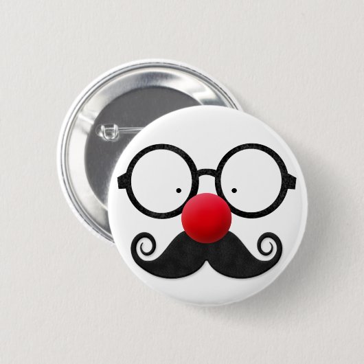 Niedlicher, lustig roter Nase, schwarzer Brillenmu Button (Vorne & Hinten)