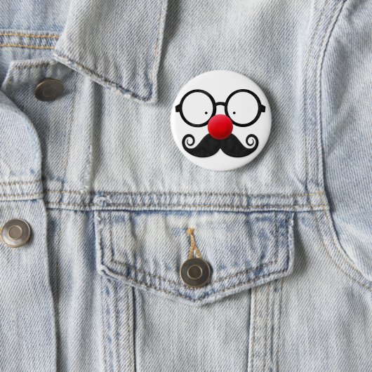 Niedlicher, lustig roter Nase, schwarzer Brillenmu Button (Beispiel)
