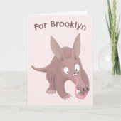 Niedlicher, lustiger Aardvark personalisierter Geb Karte (Vorderseite)