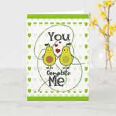 Niedlicher lustiger Avocado Couple Sie Complete Me Karte (Gelbe Blume)