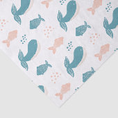 Niedlicher, lustiger Blauwal und Fisch. Nautische  Seidenpapier (Ausschnitt)