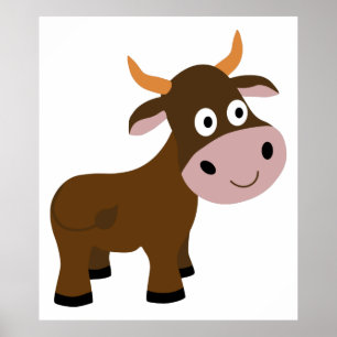 Niedlicher lustiger Bulle-Cartoon Poster